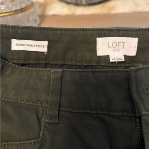 LOFT Dark Green Petite super soft Skinny Pants